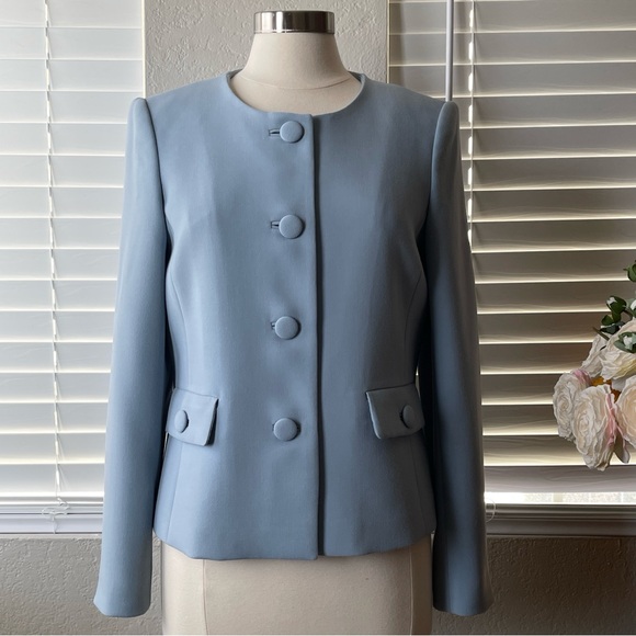 Karl Lagerfeld Paris Pantsuit Blazer Jacket 10 Light Blue - Picture 4 of 13